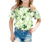 T-shirt unisexe avec inscription « Happy St Patrick » pour enfants - Motif léprechaun vert - Col rond - Lucky Irish Funny Shamrock - Cadeau pour garçons et filles - 0 à 13 ans, 08 Vert, 6-7 ans