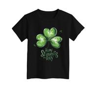 T-shirt unisexe avec inscription « Happy St Patrick » pour enfants - Motif léprechaun vert - Col rond - Lucky Irish Funny Shamrock - Cadeau pour garçons et filles - 0 à 13 ans, 07 - Noir, 6-7 ans