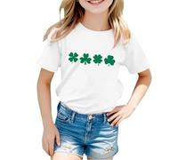 T-shirt unisexe avec inscription « Happy St Patrick » pour enfants - Motif léprechaun vert - Col rond - Lucky Irish Funny Shamrock - Cadeau pour garçons et filles - 0 à 13 ans, 15 - Blanc, 5-6 ans