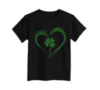 T-shirt unisexe avec inscription « Happy St Patrick » pour enfants - Motif léprechaun vert - Col rond - Lucky Irish Funny Shamrock - Cadeau pour garçons et filles - 0 à 13 ans, 08-noir., 6-7 ans