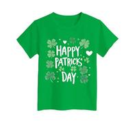 T-shirt unisexe avec inscription « Happy St Patrick » pour enfants - Motif léprechaun vert - Col rond - Lucky Irish Funny Shamrock - Cadeau pour garçons et filles - 0 à 13 ans, 17 Vert, 4-5 ans