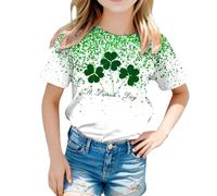T-shirt unisexe avec inscription « Happy St Patrick » pour enfants - Motif léprechaun vert - Col rond - Lucky Irish Funny Shamrock - Cadeau pour garçons et filles - 0 à 13 ans, 03 - Vert, 6-7 ans