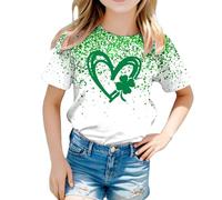T-shirt unisexe avec inscription « Happy St Patrick » pour enfants - Motif léprechaun vert - Col rond - Lucky Irish Funny Shamrock - Cadeau pour garçons et filles - 0 à 13 ans, 05-vert., 6-7 ans