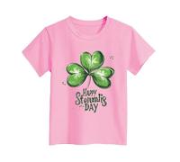 T-shirt unisexe avec inscription « Happy St Patrick » pour enfants - Motif léprechaun vert - Col rond - Lucky Irish Funny Shamrock - Cadeau pour garçons et filles - 0 à 13 ans, 04 - Rose, 5-6 ans