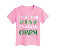 T-shirt unisexe avec inscription « Happy St Patrick » pour enfants - Motif léprechaun vert - Col rond - Lucky Irish Funny Shamrock - Cadeau pour garçons et filles - 0 à 13 ans, 02 - Rose, 4-5 ans