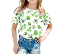 T-shirt unisexe avec inscription « Happy St Patrick » pour enfants - Motif léprechaun vert - Col rond - Lucky Irish Funny Shamrock - Cadeau pour garçons et filles - 0 à 13 ans, 11-vert., 6-7 ans