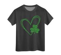 T-shirt unisexe avec inscription « Happy St Patrick » pour enfants - Motif léprechaun vert - Col rond - Lucky Irish Funny Shamrock - Cadeau pour garçons et filles - 0 à 13 ans, 20 - Noir, 3-4 ans