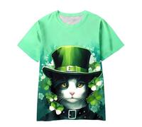 T-shirt unisexe avec inscription « Happy St Patrick » pour enfants - Motif léprechaun vert - Col rond - Lucky Irish Funny Shamrock - Cadeau pour garçons et filles - 0 à 13 ans, vert militaire, 4-5 ans