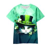 T-shirt unisexe avec inscription « Happy St Patrick » pour enfants - Motif léprechaun vert - Col rond - Lucky Irish Funny Shamrock - Cadeau pour garçons et filles - 0 à 13 ans, 21 Vert, 3-4 ans