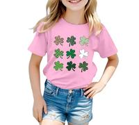 T-shirt unisexe avec inscription « Happy St Patrick » pour enfants - Motif léprechaun vert - Col rond - Lucky Irish Funny Shamrock - Cadeau pour garçons et filles - 0 à 13 ans, 01 - Rose, 6-7 ans