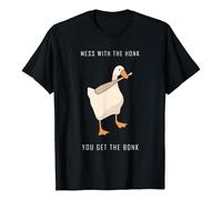 T-shirt unisexe avec inscription humoristique en allemand « Mess with The Honk You Get The Bonk » | Haut mème amusant pour les joueurs et les amoureux des animaux, Style_f01 Noir, XL