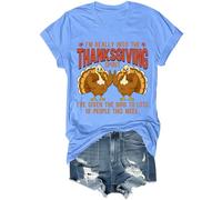 T-shirt unisexe avec inscription « Im Really Into The Thanksgiving Spirit », Bleu (Carolina blue), XL