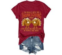 T-shirt unisexe avec inscription « Im Really Into The Thanksgiving Spirit », bordeaux, 3XL