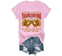 T-shirt unisexe avec inscription « Im Really Into The Thanksgiving Spirit », rose, XL