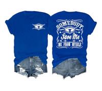 T-shirt unisexe avec inscription « Somebody Save Me from Myself », « Somebody Save Me », bleu marine, L