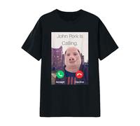 T-shirt unisexe avec le mème « John Pork is Calling », top amusant avec un statut culte | T-shirt humoristique pour les connaisseurs de la culture Internet, X-Large