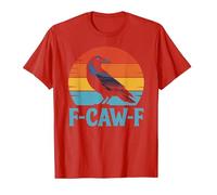 T-shirt unisexe avec motif corbeau dans un style rétro coucher de soleil - T-shirt graphique décontracté pour les amateurs d'oiseaux - Haut d'inspiration vintage avec jeu de mots, Style_l03 Rouge, XL