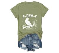 T-shirt unisexe avec motif corbeau - T-shirt graphique avec jeu de mots F-CAW-F et branches mystiques - Haut gothique artistique et sarcastique, Style A04 vert, 3XL