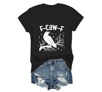 T-shirt unisexe avec motif corbeau - T-shirt graphique avec jeu de mots F-CAW-F et branches mystiques - Haut gothique artistique et sarcastique, Style A02 Noir, S
