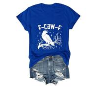 T-shirt unisexe avec motif corbeau - T-shirt graphique avec jeu de mots F-CAW-F et branches mystiques - Haut gothique artistique et sarcastique, Style A03 Bleu, XXL