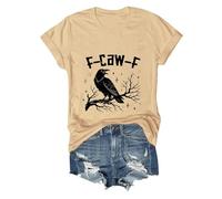 T-shirt unisexe avec motif corbeau - T-shirt graphique avec jeu de mots F-CAW-F et branches mystiques - Haut gothique artistique et sarcastique, Style A05 Kaki, XXL