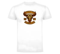 T-shirt unisexe Buffalo blanc, 100 % coton, pour motards et fans du rallye, Noir , L