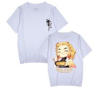 T-shirt unisexe Kimetsu no Yaiba Rengoku Kimetsu No Yaiba pour homme et femme, blanc, XS