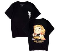 T-shirt unisexe Kimetsu no Yaiba Rengoku Kimetsu No Yaiba pour homme et femme, Noir , S