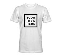 T-Shirt Unisexe Personnalisé à Manches Courtes - Blanc - L - Ajoutez Votre Idée Photo Texte