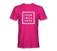 T-Shirt Unisexe Personnalisé à Manches Courtes - Rose Fuchsia - 2XL - Ajoutez Votre Idée Photo Texte
