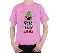 T-shirt unisexe pour enfant avec inscription « Die Chef ELFE », Rose, 140