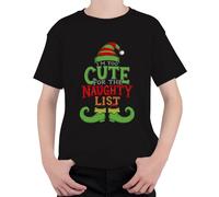 T-shirt unisexe pour enfant avec inscription « I'm Too Cute for The Naughty List », Noir , 104
