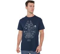 T-Shirt Unisexe Star Wars Millenium Lines, Bleu Marine, XL