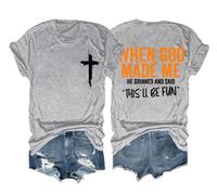 T-shirt unisexe « When God Made Me He Said This'll Be Fun », gris, L