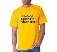 T-shirt unisexe « Written and Directed by Quentin Tarantino », noir et jaune, manches courtes, citronier, L