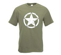 T-Shirt - United States Army Star - Olive - S - imprimé avec Motif - été - Chemise Amusante - Sport - Loisirs
