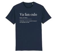 T Shirt Va Fan Culo - pour Homme - Imprimé en France - Coton 100% Bio - Cadeau Anniversaire Humour Original Rigolo (Marine, M)