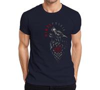 T-shirt Viking Vegvisir pour homme avec rune de loup celtique et nœud nordique Fenrir, bleu marine, M