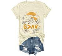 T-shirt vintage avec inscription « God is Greater Than The Highs and Lows » - Pour homme et femme, Jaune crémeux., L