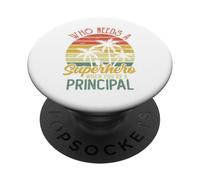 T-Shirt Vintage drôle de Super-héros Principal pour Homme Papa PopSockets PopGrip Adhésif