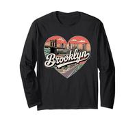 T-Shirt Vintage en Forme de cœur de Brooklyn - Souvenir rétro du Pont de New York Manche Longue