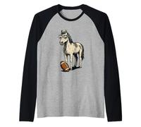 T-Shirt Vintage Football Américain Drôle Cheval Fans Manche Raglan