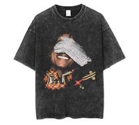 T-shirt vintage lavé avec graphisme de Michael Jackson pour hommes et femmes, t-shirts classiques rétro gothique rock, t-shirts hip-hop surdimensionnés pour hommes FT-Black-R04711-1