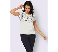 T-shirt viscose - Creation L - écru-rose imprimé ÉCRU-ROSE IMPRIMÉ 52