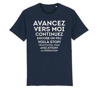 T Shirt Vous Avez atteint la Perfection - pour Homme - Imprimé en France - Coton 100% Bio - Cadeau Anniversaire Humour Original Rigolo (Marine, L)