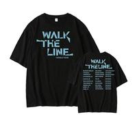 T-Shirt Walk The Line 2025 World Tour, Chemises imprimées en Coton, Produits dérivés(Black,M)