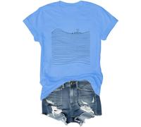 T-shirt « Walking On Waters » - Style bohème - Chrétien - Rétro - Foi chrétienne, Bleu (Carolina blue), L