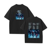 T-Shirt WalkTheLine 2025 K-Pop World Tour Graphic Support Cotton Shirt for Les Fans(A-Black,2XL)