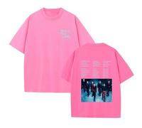 T-Shirt WalkTheLine 2025 K-Pop World Tour Graphic Support Cotton Shirt for Les Fans(B-Pink,S)