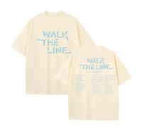 T-Shirt WalkTheLine 2025 World Tour Graphic Supp-ort Unisexe Desire:Unleash T-Shirt en Coton(B-Beige,M)